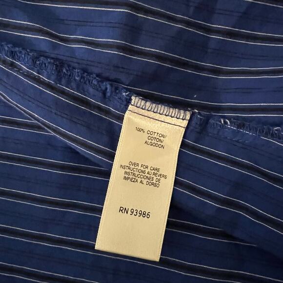 Vintage 90s 100% Cotton Blue Textured Stripe Menswear Oversized Shirt Size 2X - Picture 7 of 11